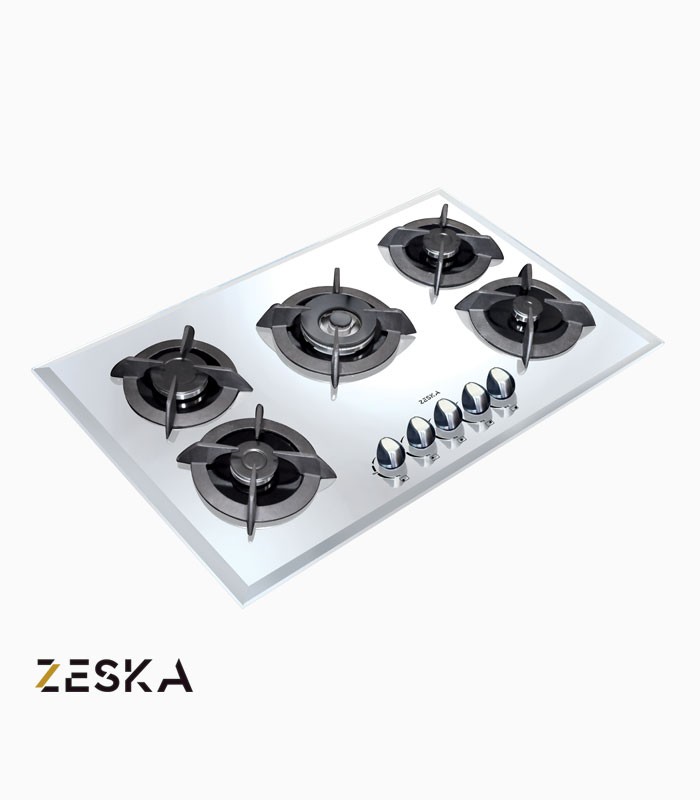اجاق گاز توکار 5 شعله شیشه ای زسکا مدل G28dw تصویر اجاق گاز توکار 5 شعله شیشه ای زسکا مدل G28dw با طراحی مدرن، صفحه شیشهای مقاوم در برابر حرارت و مناسب آشپزخانههای امروزی