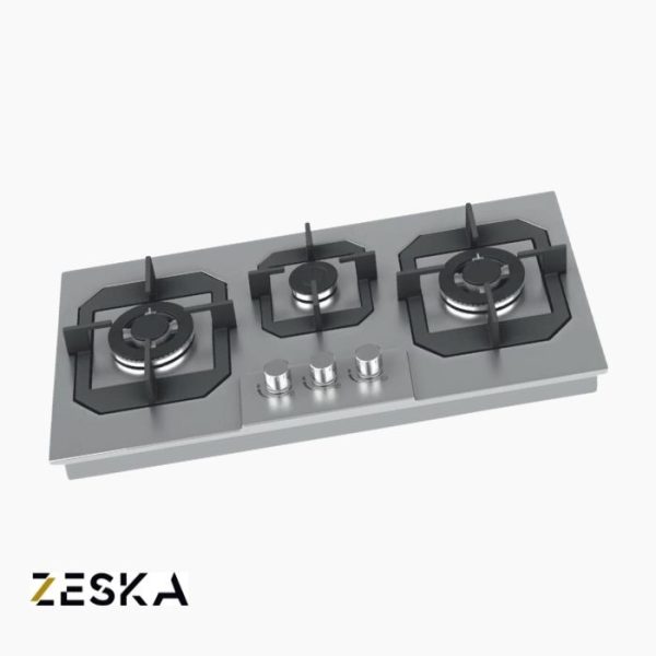 تصویر اجاق گاز توکار سه شعله استیل زسکا مدل S34 مناسب آشپزخانه‌های مدرن